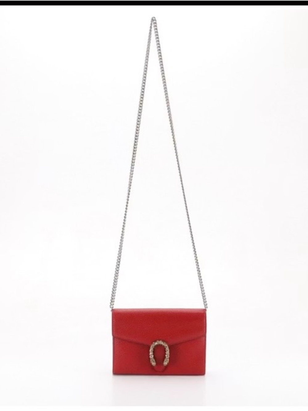 Red Leather Crossbody Bag with Chain Strap
